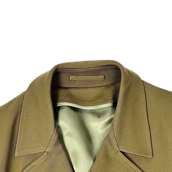 Vintage Alligator Gold Label Pure Virgin Wool Men’s Olive Coat Overcoat Trench - Picture 2 of 8